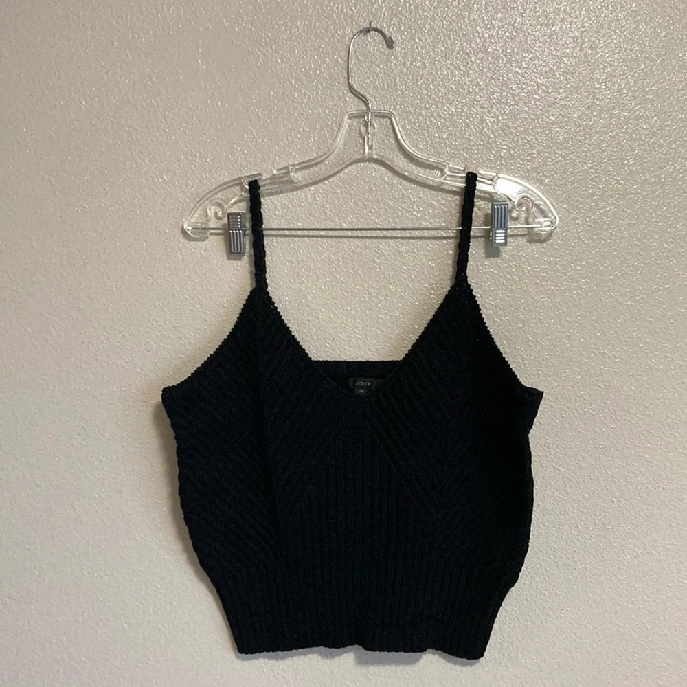 J.Crew Cropped V-Neck Sweater Tank in Black (Size 3X)